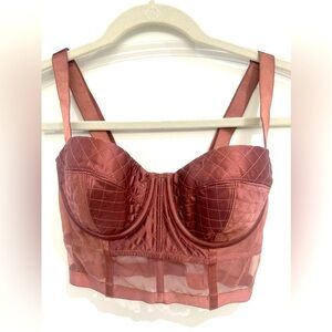 NWT Victoria Secret Very Long Line Balconet Bra Mauve Satin & Mesh Size 32D
